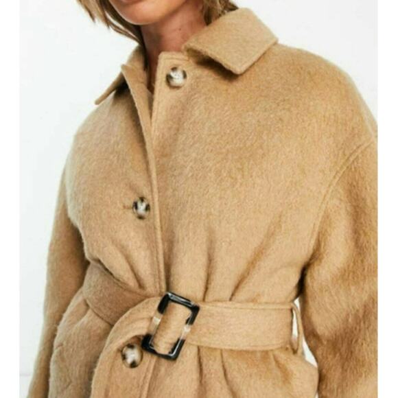 New ~ TOPSHOP , NORDSTROM ~  Wool Blend Belted Shirt Jacket Size 12 - Picture 9 of 9